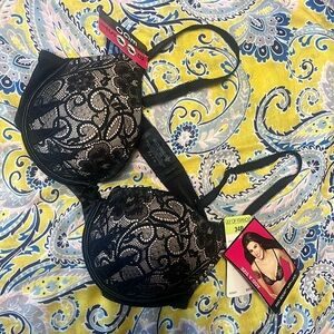 Lily of France Black Lace Push-up Bra